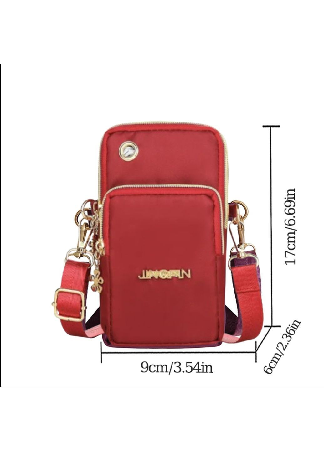 Сумочка кросс боди на шлейке красная No Brand на блискавці (362441048)