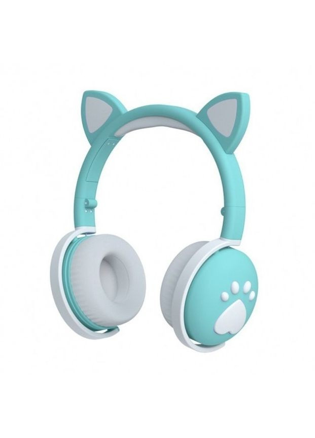 Бездротові дитячі навушники "CAT" ВК-1 з котячими вушками і LED підсвічуванням, подарункові м'ятно-зелені Atd (349824259)