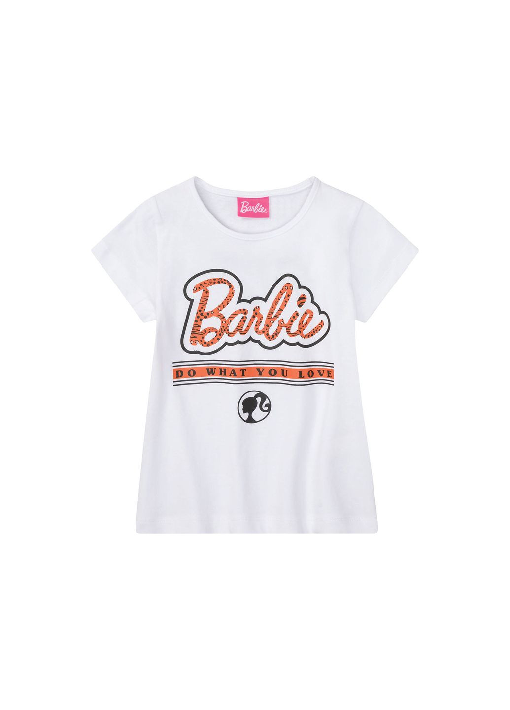 Белая демисезонная футболка хлопковая з принтом для девочки barbie 381966 Disney