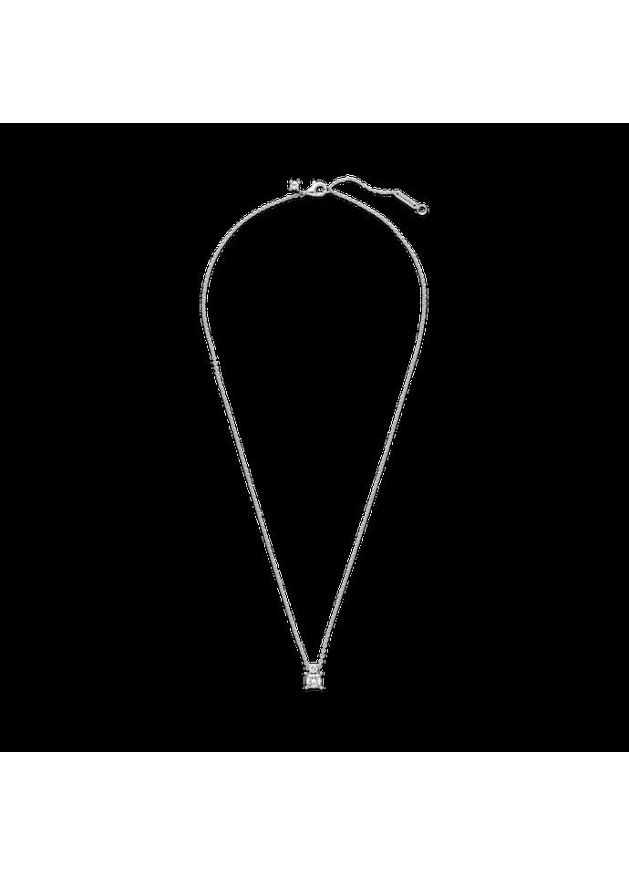 Серебряное колье с кулоном Пандора "Блестящий круг и квадрат" 390048C01 Kabluchka (355462756)