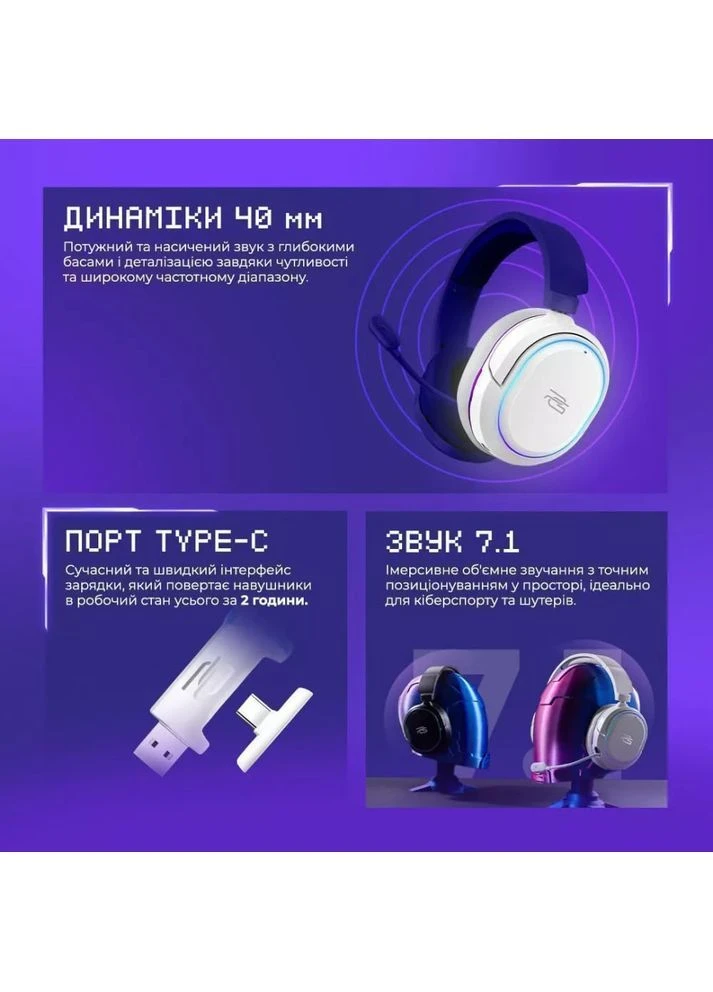 Беспроводная игровая гарнитура (игровые наушники) Gaming Rapture Black Proove (401285005)