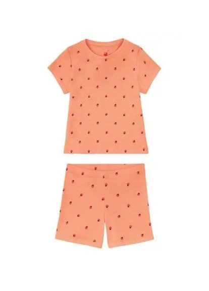 Оранжевая всесезон пижама летняя для девочки футболка + шорты Lupilu