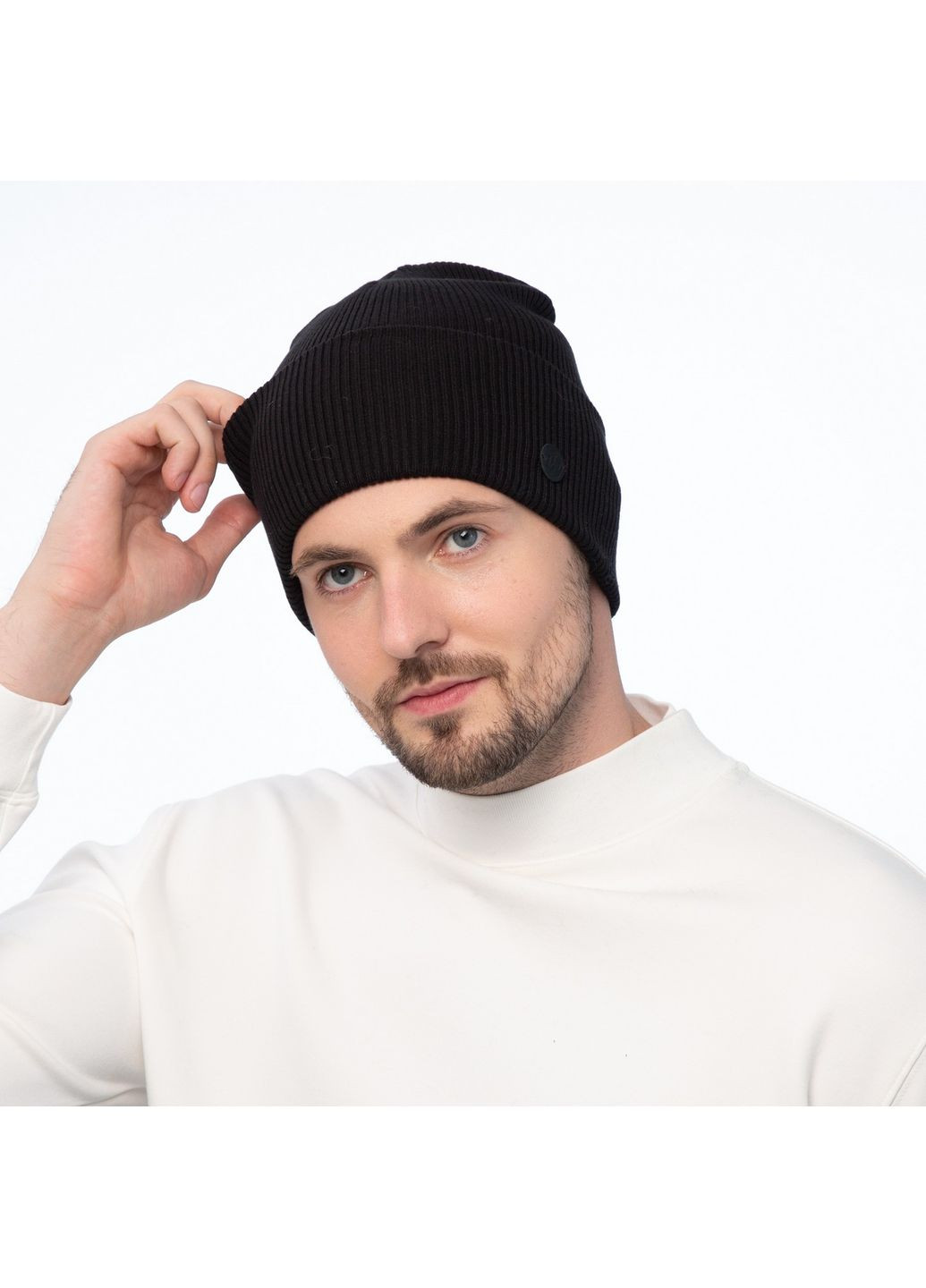 Шапка бини мужская хлопок черная GELATO 249-609 LuckyLOOK 249-609M (322791055)