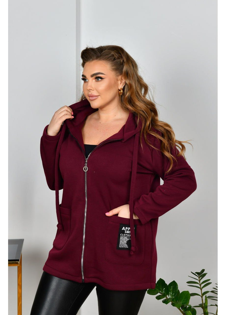 Бордова демісезонна жіноча легка курточка із трикотажу тринитки куртка-піджак No Brand