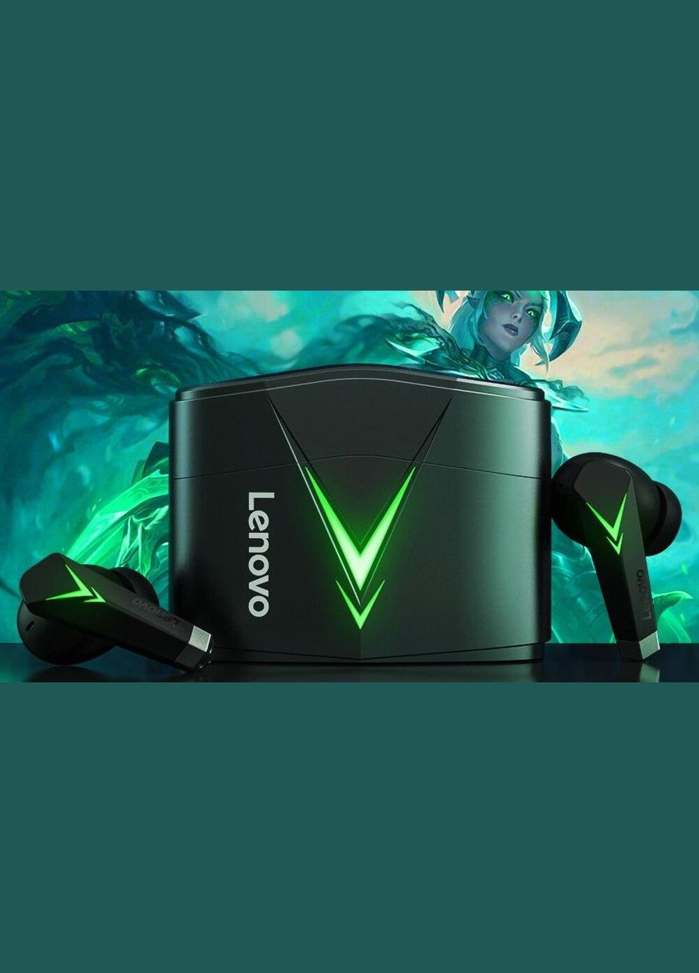 Наушники беспроводные LP6 игровая гарнитура стерео в кейсе черная Lenovo (303396853)