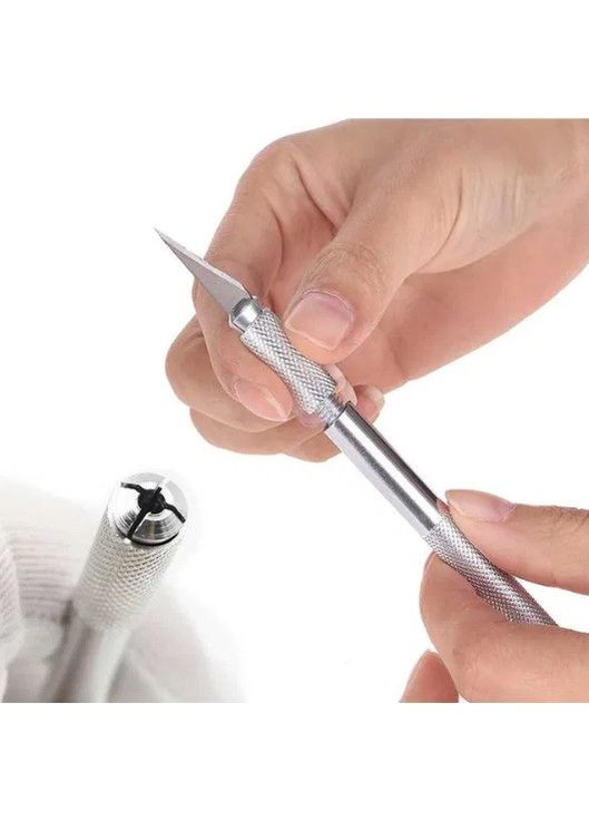 Нож макетный металлический 5 сменных лезвий №11 цанговый нож No Brand (371366909)