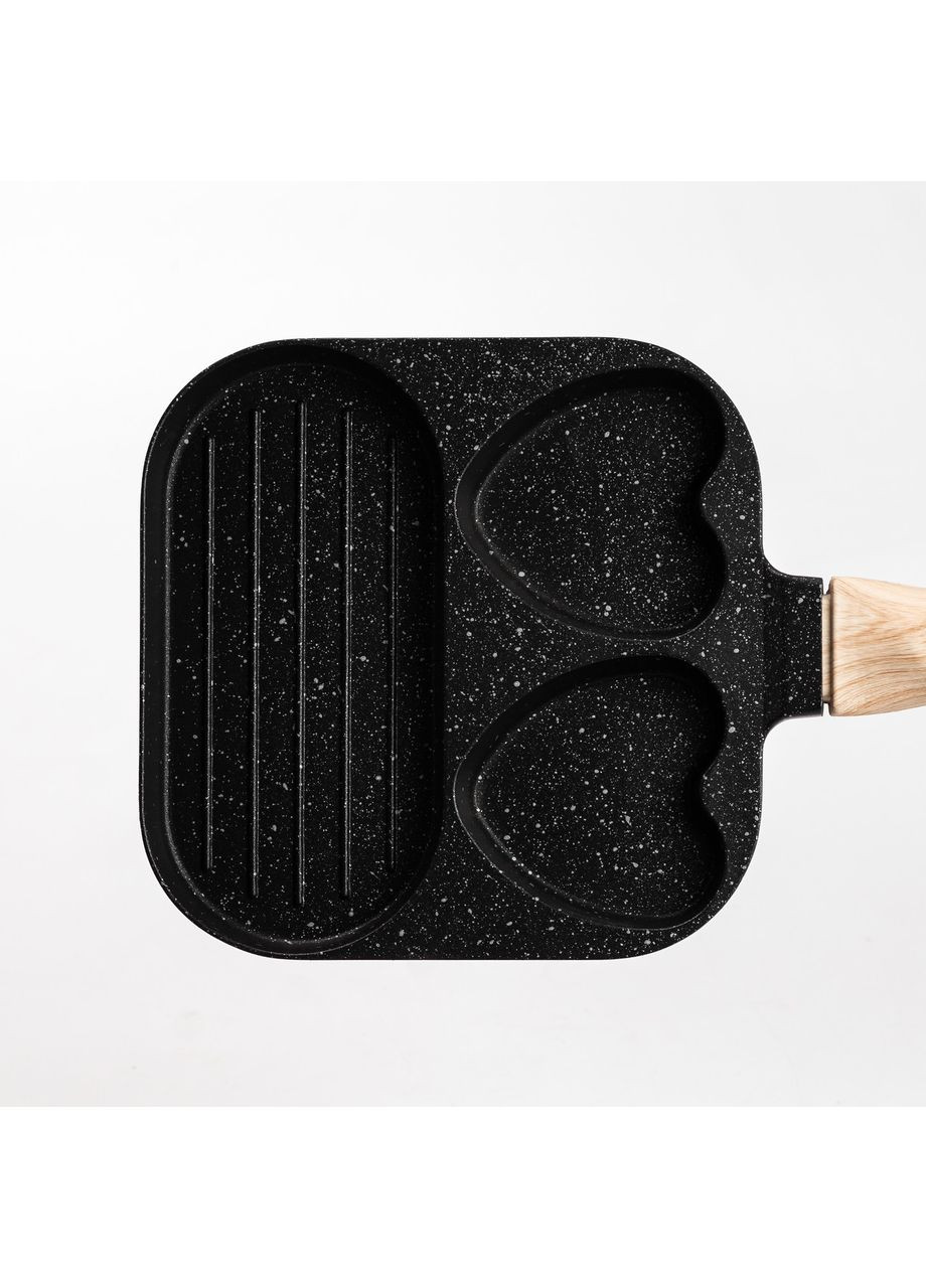 Сковорода квадратна порційна на 3 секції з антипригарним покриттям чорна Breakfast (360455313)