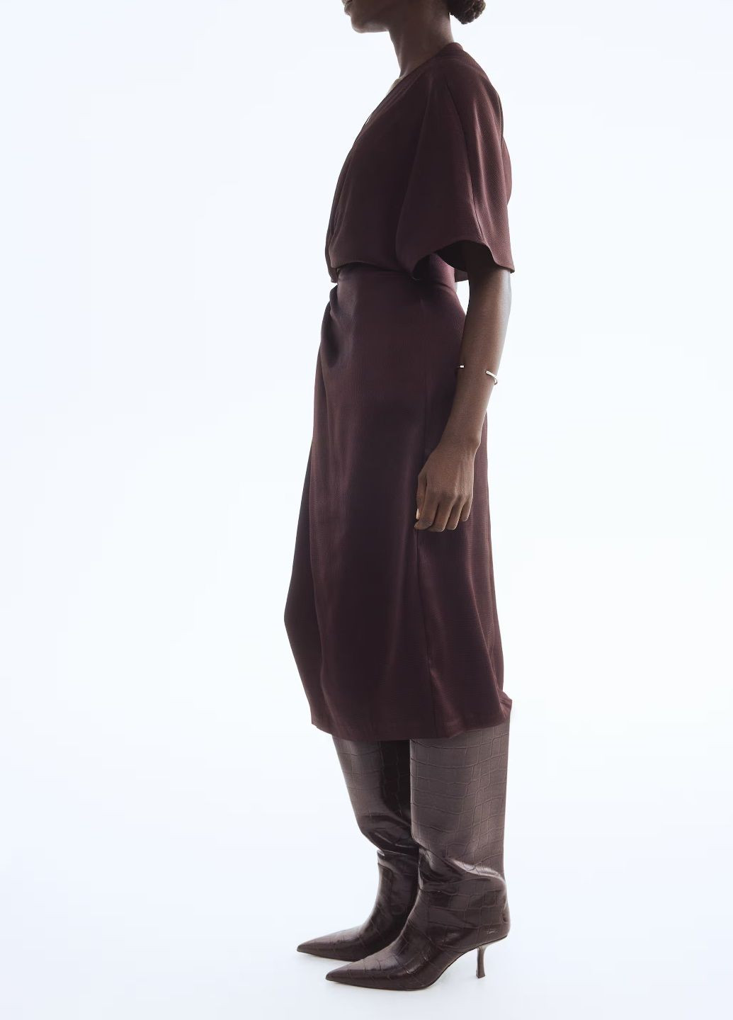 Темно-бордовое платье H&M однотонное