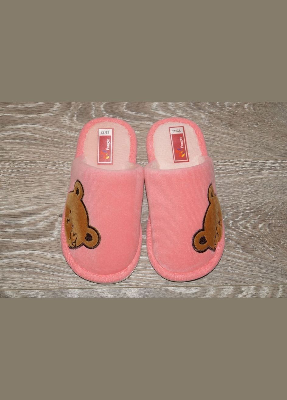 Кімнатні тапочки з ведмедиком рожеві No Brand Fangre (285766616)