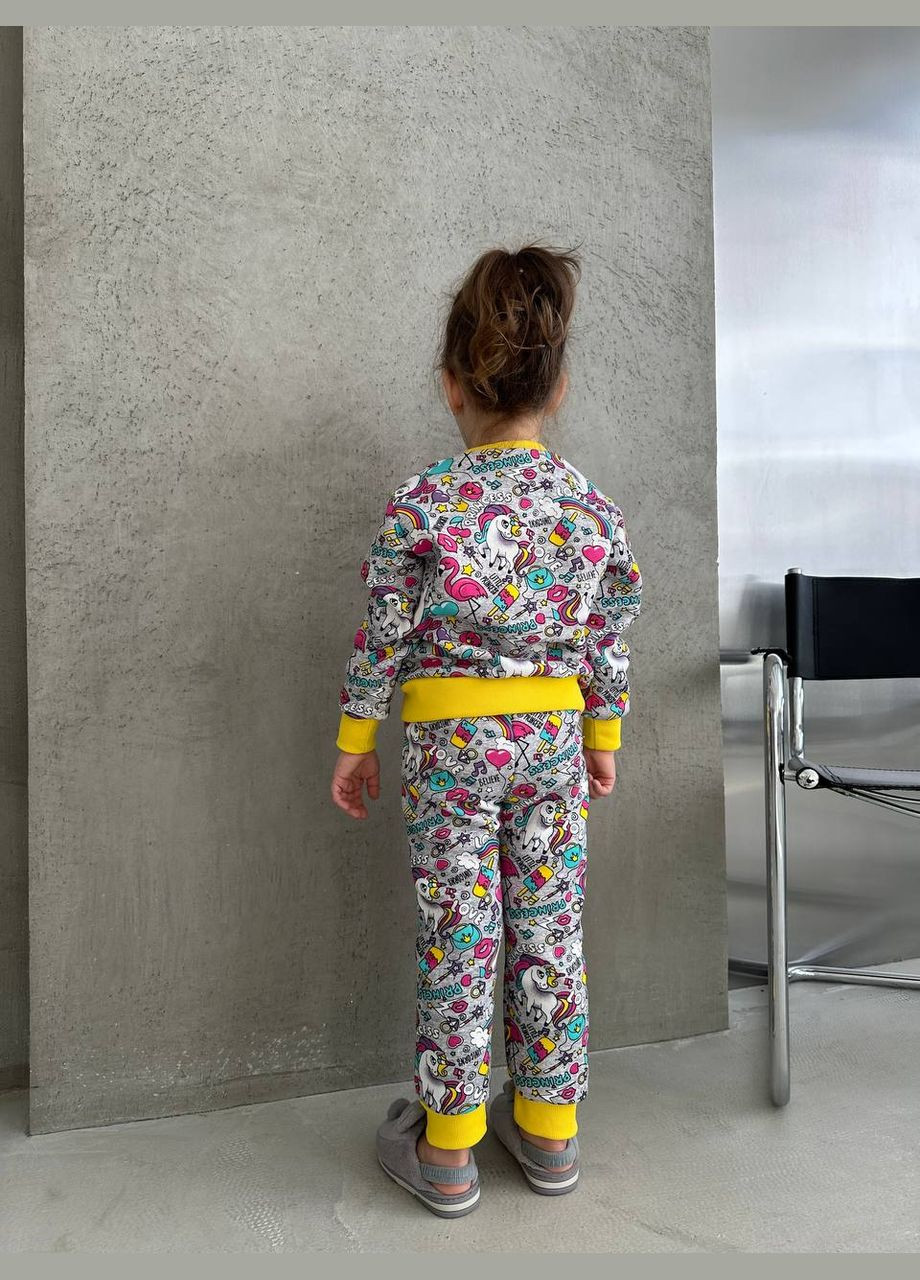 Світло-сіра зимня дитяча піжама тепла з натуральної тканини No Brand