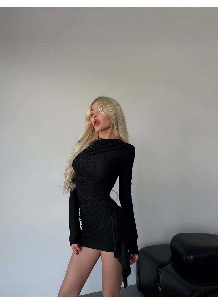 Черное праздничный, коктейльное, вечернее, кэжуал женское платье силуэтная FINO Mode