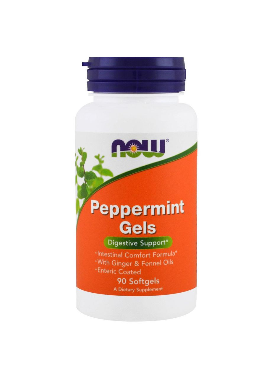 Перечная мята в капсулах, Peppermint Gels, 90 гельовых капсул. Now Foods (366734493)