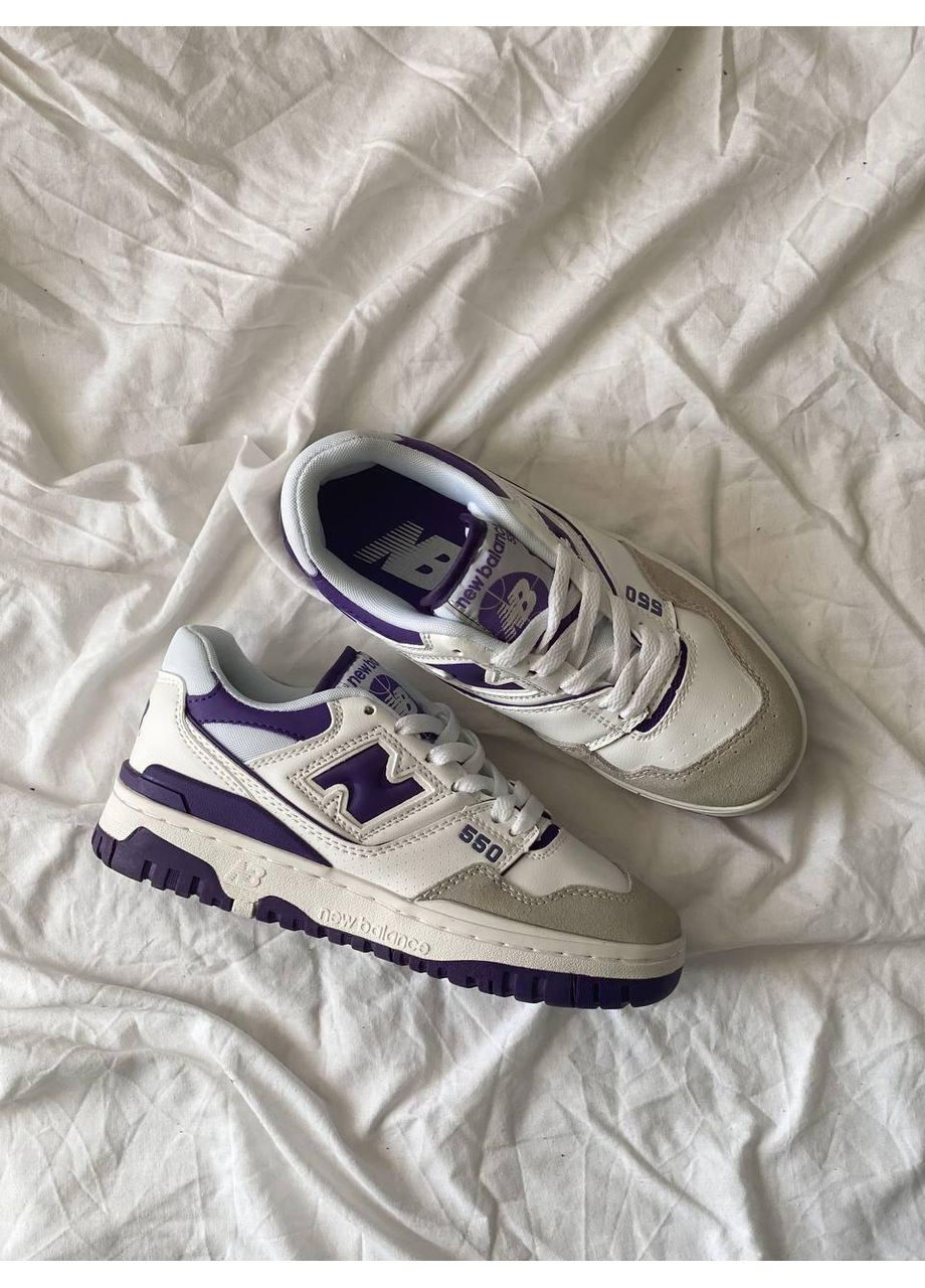 Білі Осінні кросівки чоловічі new balance 550 white purple нью беланс 550 No Brand