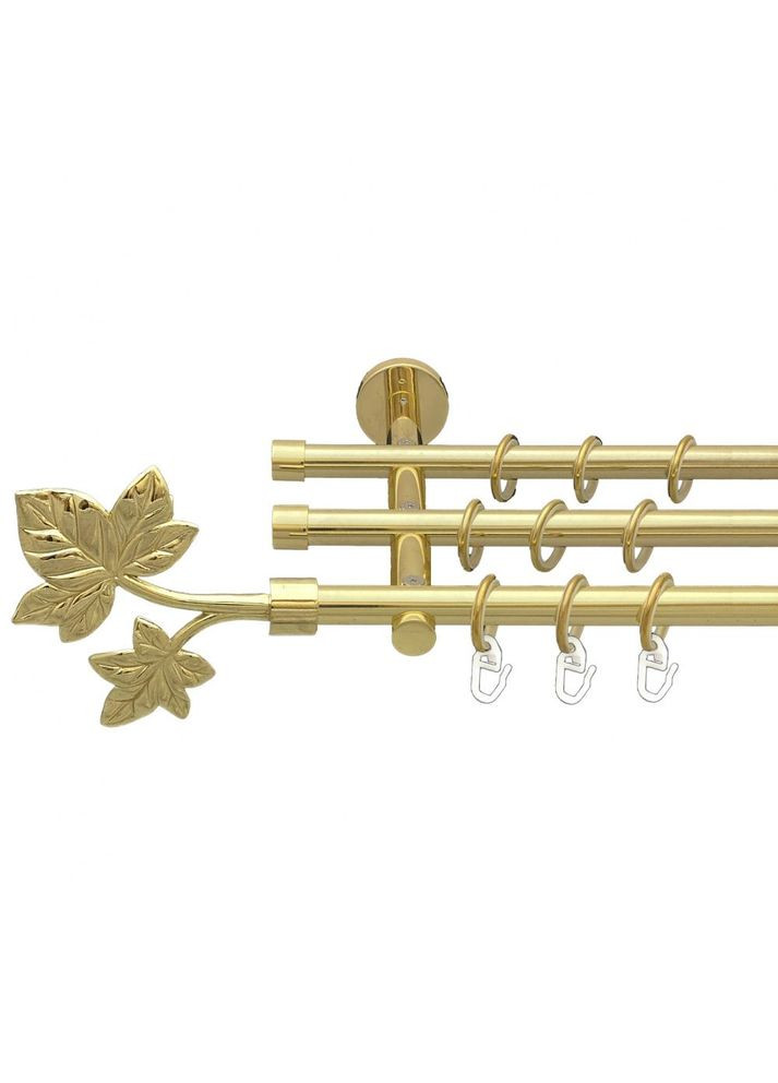 Карниз Листок металлический трехрядный цилиндр (20 см) гладкая труба Золото 16\16\16 мм 300 см (00-00014678) ORVIT (300285565)