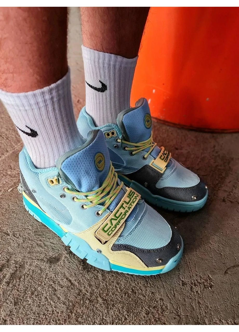 Сірі кросівки чоловічі nike air trainer 1 sp travis scott grey haze найк аір трейнер 1 демісезон No Brand