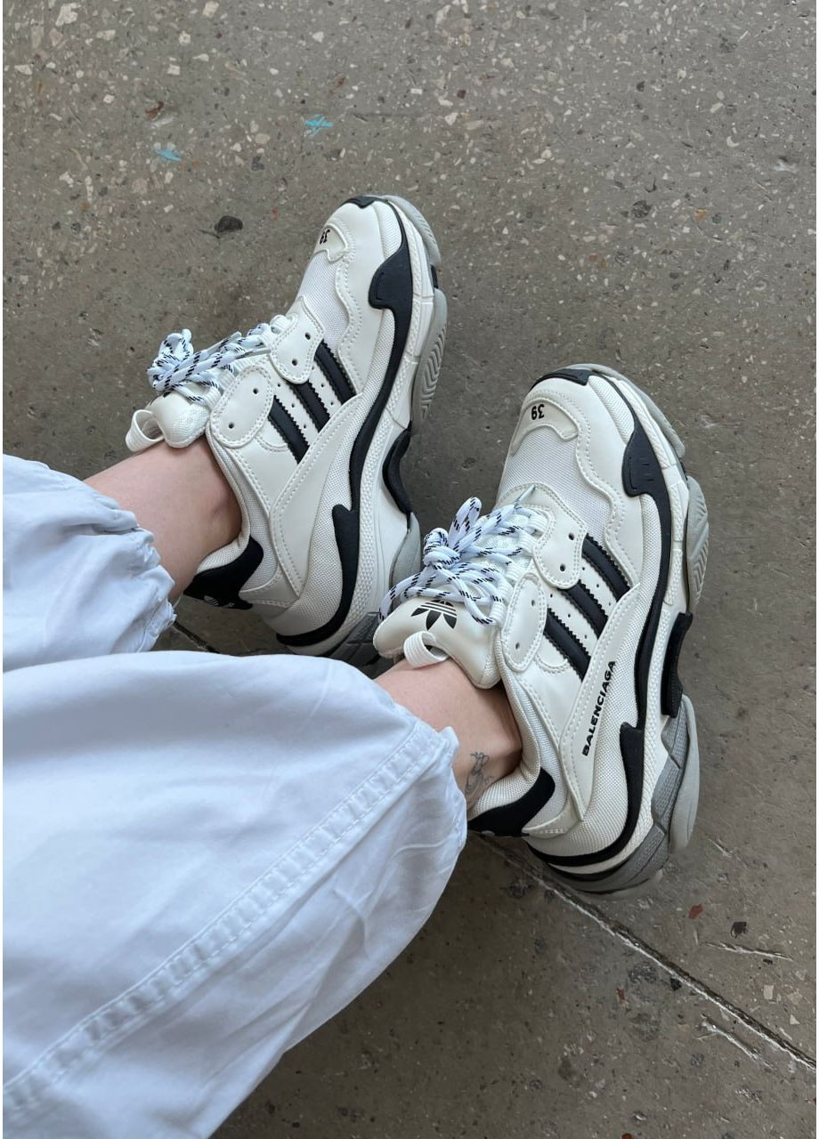 Чорні Осінні кросівки чоловічі adidas x balenciaga triple s white / black адідас No Brand