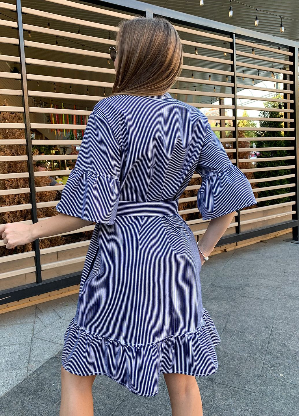 Синя кежуал сукня з джинси у дрібну смужку. ORA в смужку