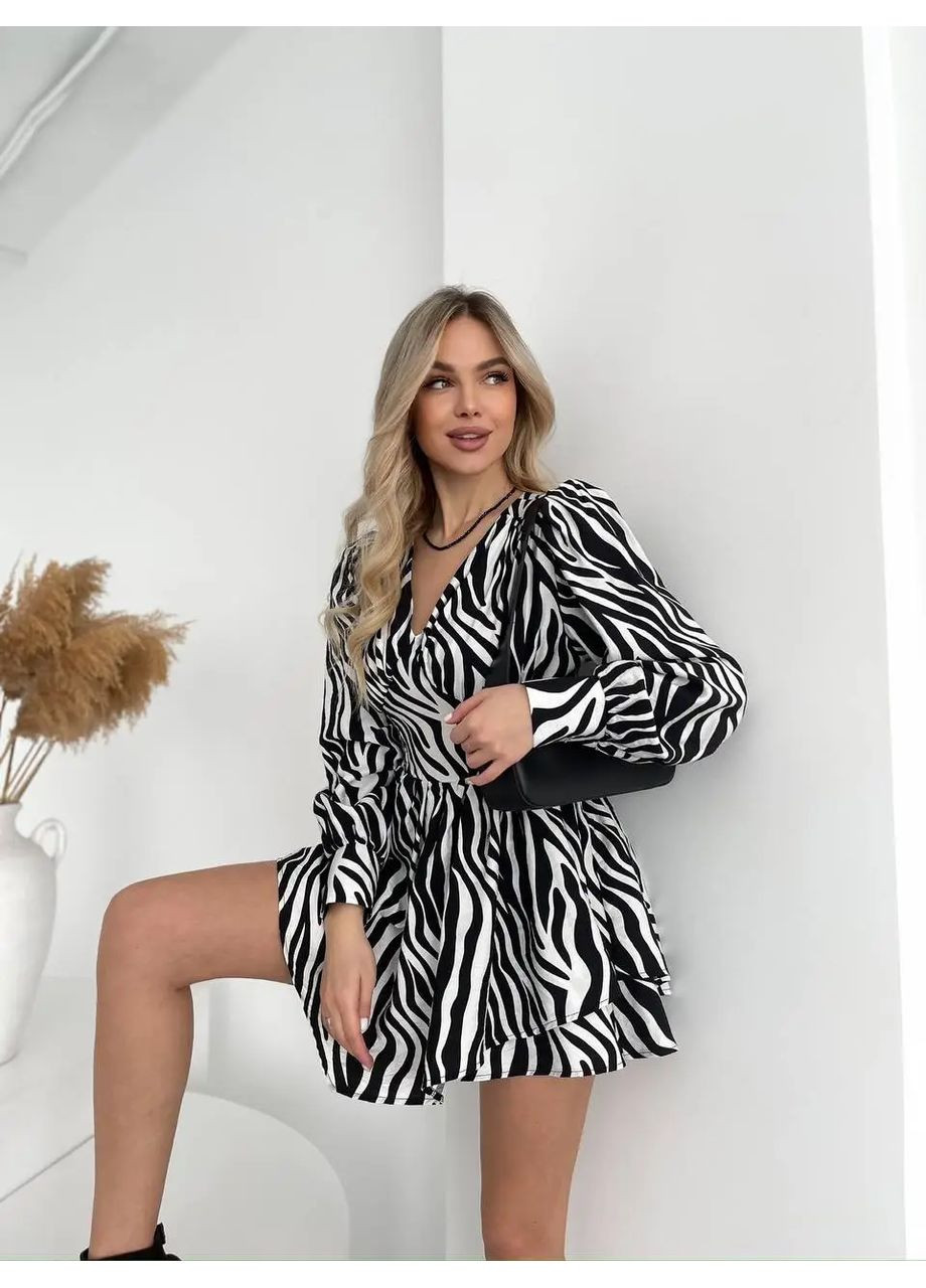 Чорно-білий сукня-комбінезон принтована No Brand