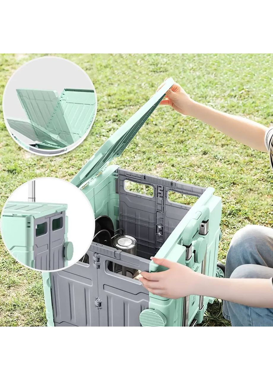 Тележка-контейнер складная универсальная пластиковая корзина на колесах с выдвижной ручкой для продуктов Home (360867128)