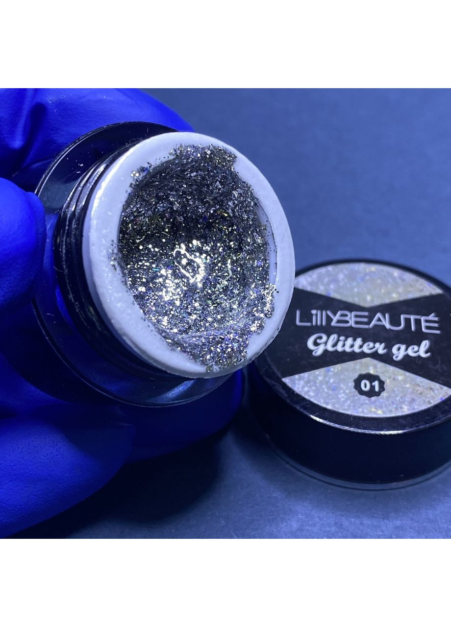 Глітерний гель зі слюдою Glitter Gel, 001 Lilly Beaute (367833096)