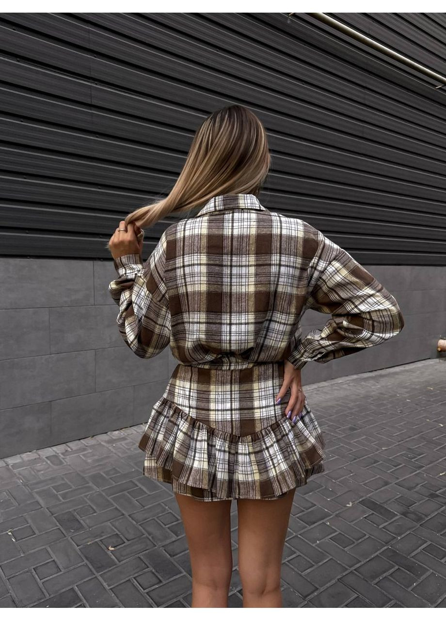 Костюм из фланели в клетку Рубашка + Юбка No Brand (353869147)