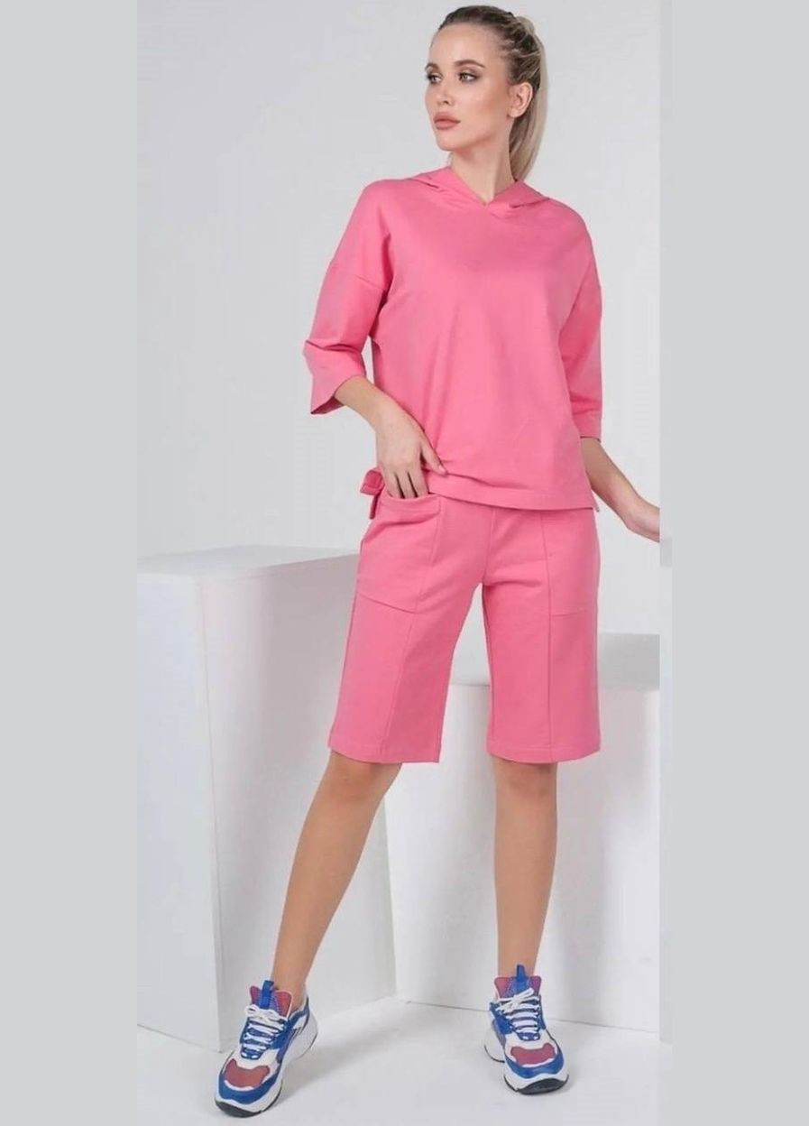 Женский костюм двойка с шортами цвет розовый р.50/52 453625 New Trend (286330086)
