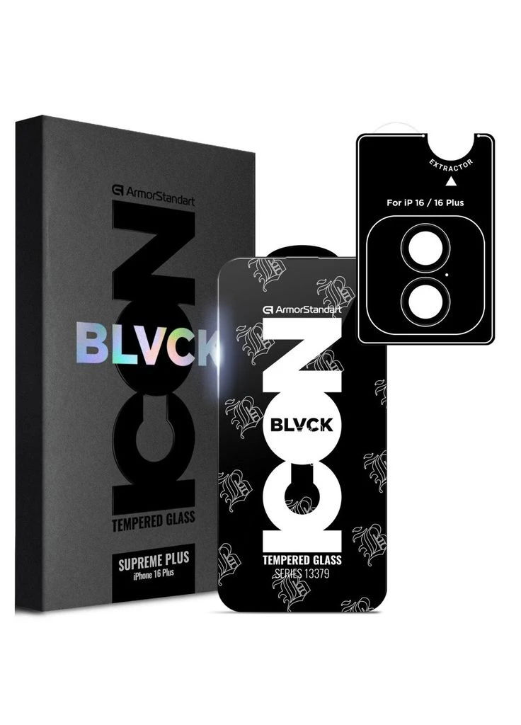 Скло захисне (ek17048) ArmorStandart Supreme Plus Black Icon Apple iPhone 16 Plus (388906141)