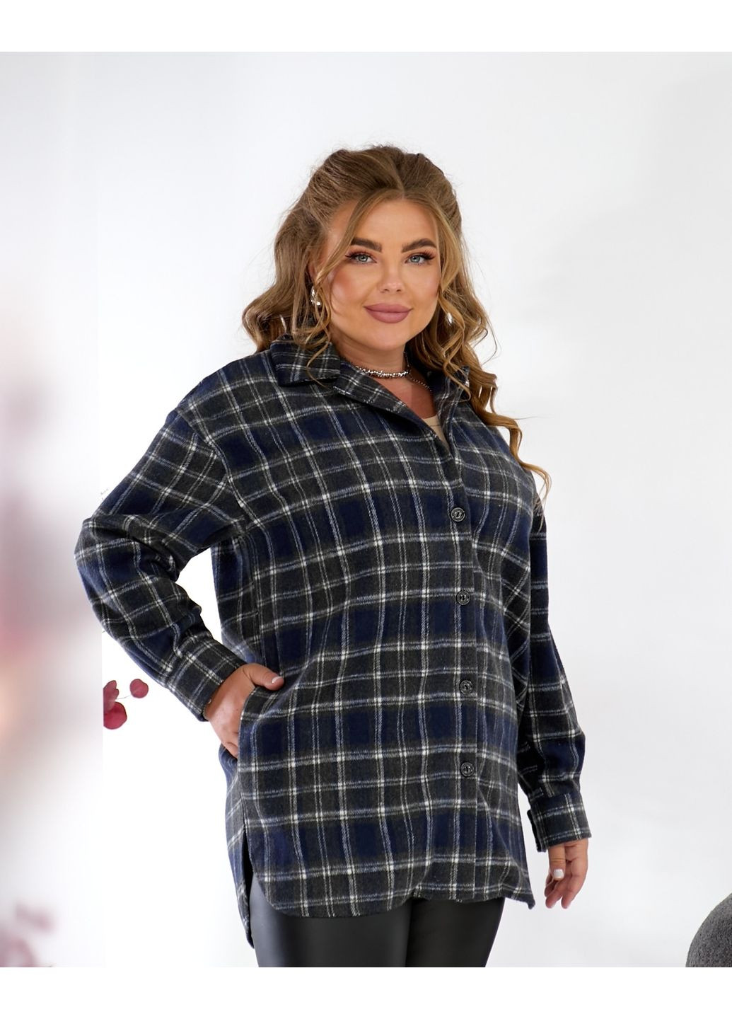 Синяя кэжуал рубашка в клетку MeeLan с длинным рукавом