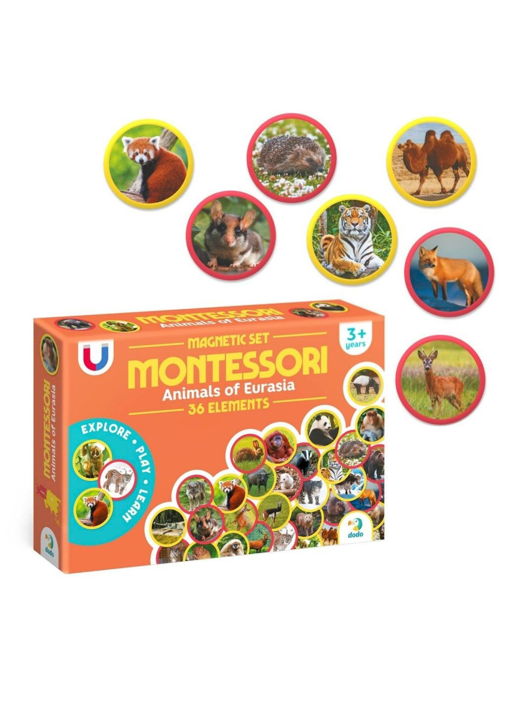 Детский магнитный набор Монтессори "Животные на континентах: Евразия" 200285, 36 элементов DoDo Toys (368834640)