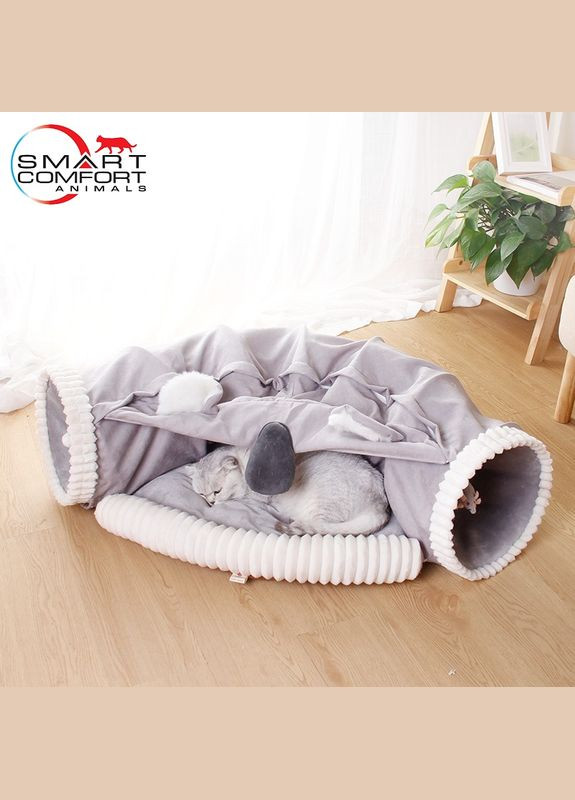 Будиночок для кота Smart Comfort Animals GX-93 сірий ігровий Будиночок для кішки з секретним тунелем і спальним місцем Smart Comfort System (292632173)