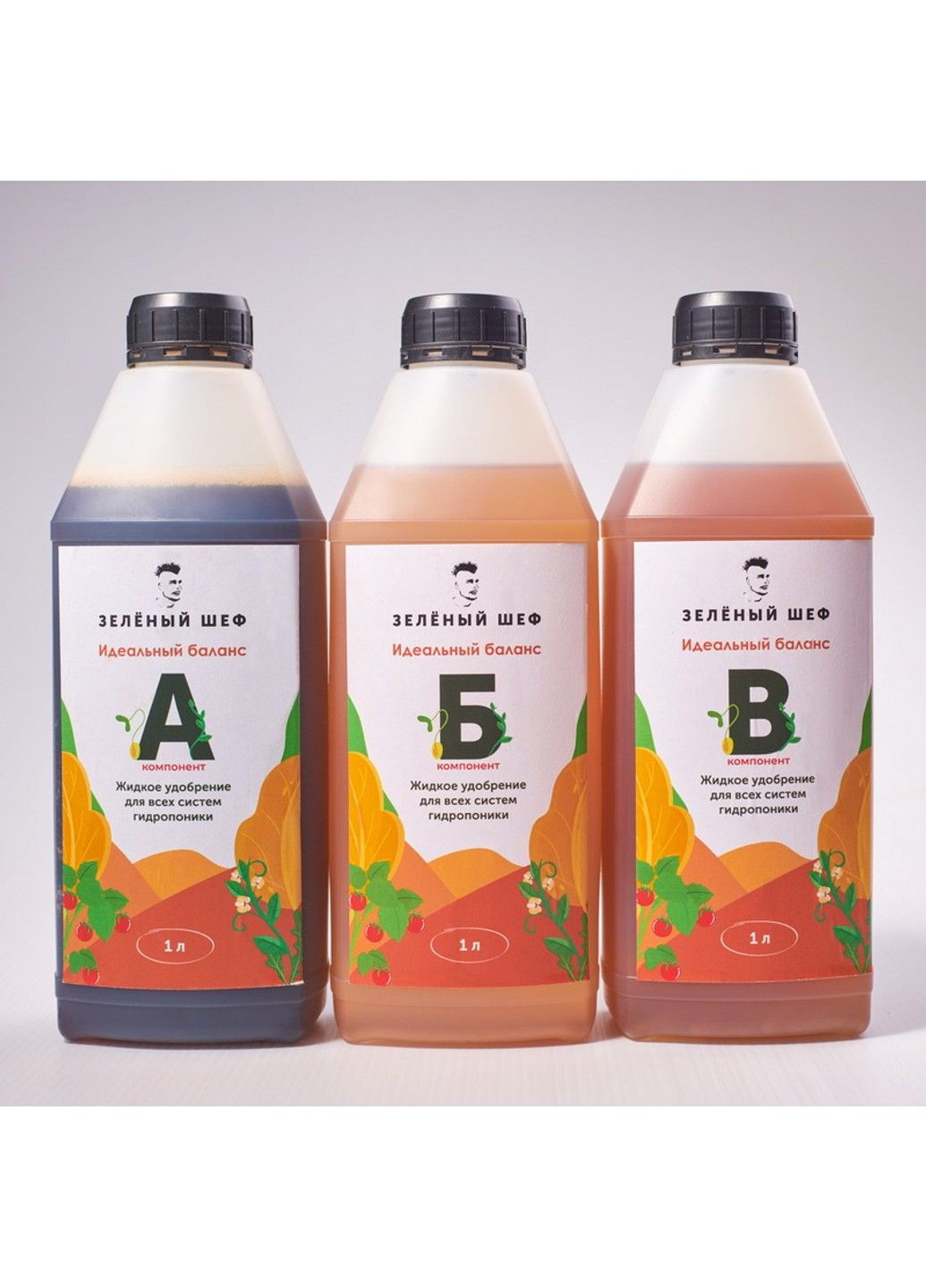 Рідке добриво для всіх систем гідропоніки Ідеальний Баланс (Комплект А+Б+В) Зелений Шеф (302316691)