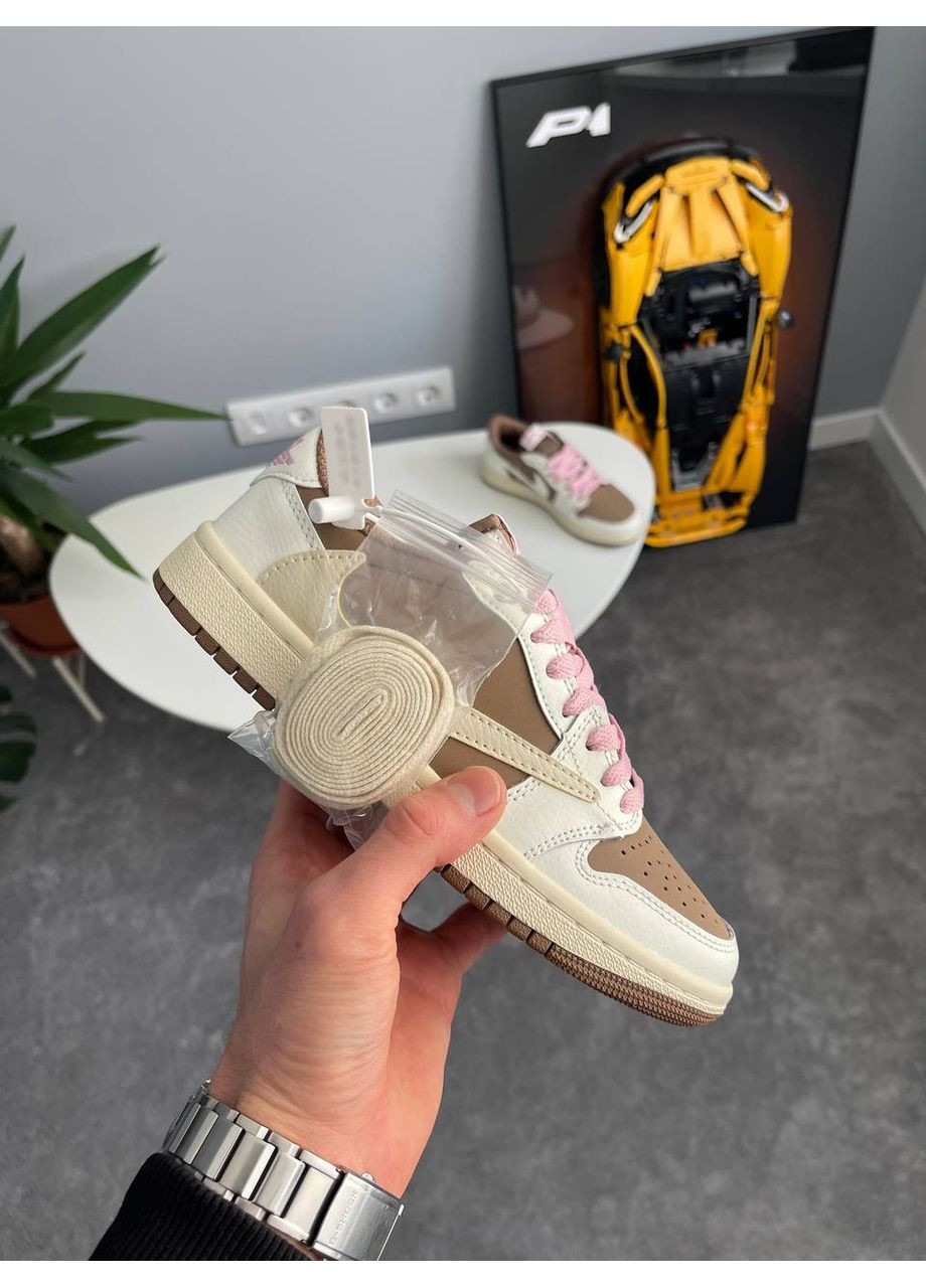 Кроссовки женские Nike Air Jordan 1 Low x Travis Scott Reverse Mocha Brown | Найк Эир Джордан 1 Трэвис Скотт коричневые No Brand коричневые демисезоны (360894512)