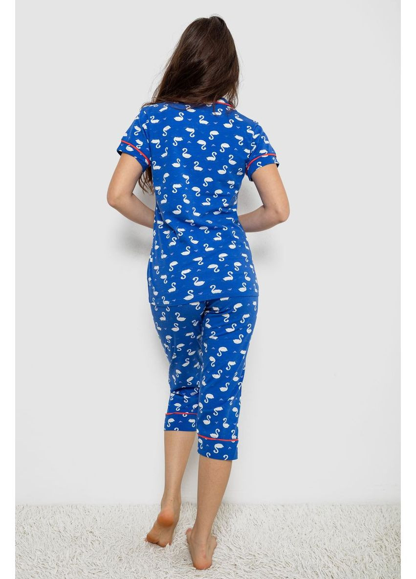 Синяя всесезон женская пижама с принтом, цвет синий, 243r19014. Isik