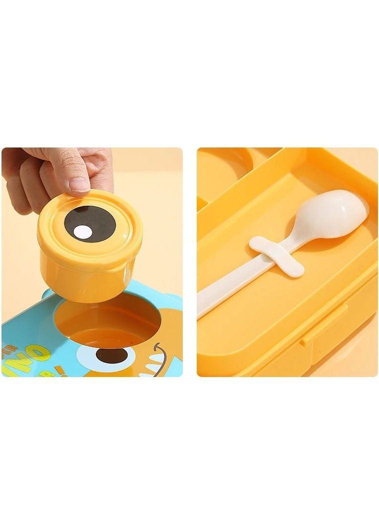 Детский ланч бокс на 2 яруса, 6 герметичных секций Super Dino 1.6л с соусницей 70мл, зеленый More (317253917)