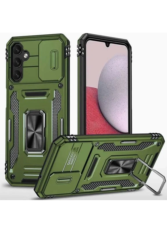 Ударопрочный чехол для Samsung Galaxy S23 FE силикон + поликарбонат оливковый No Brand Camshield Army Ring (402117404)