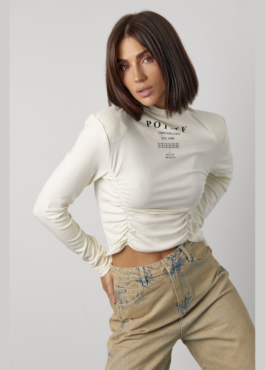 Трикотажный женский гольф с драпировкой и надписями Lurex (317211762)