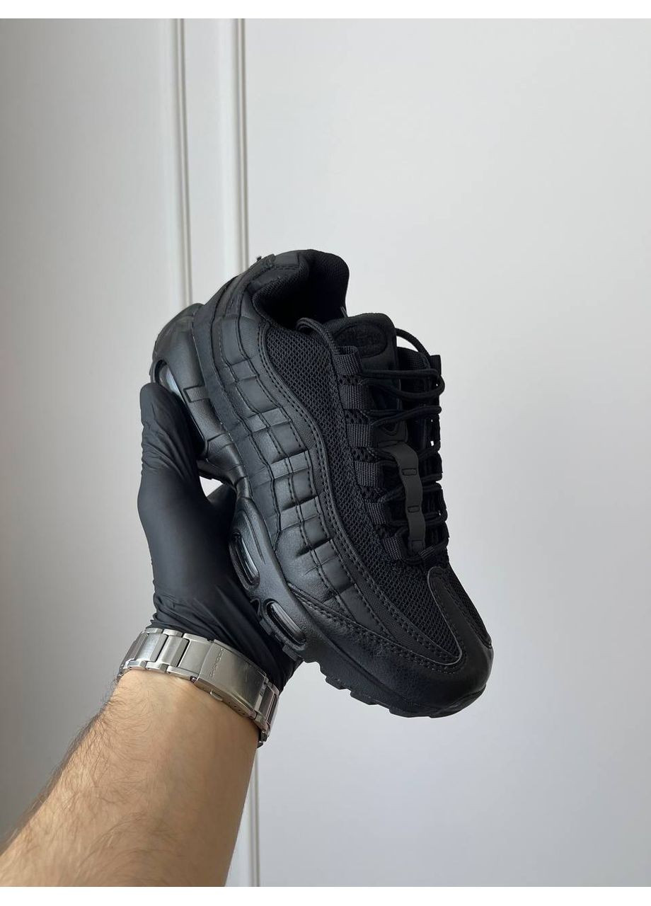 Черные демисезонные кроссовки мужские и женские nike air max 95 black | найк аир макс 95 черные No Brand