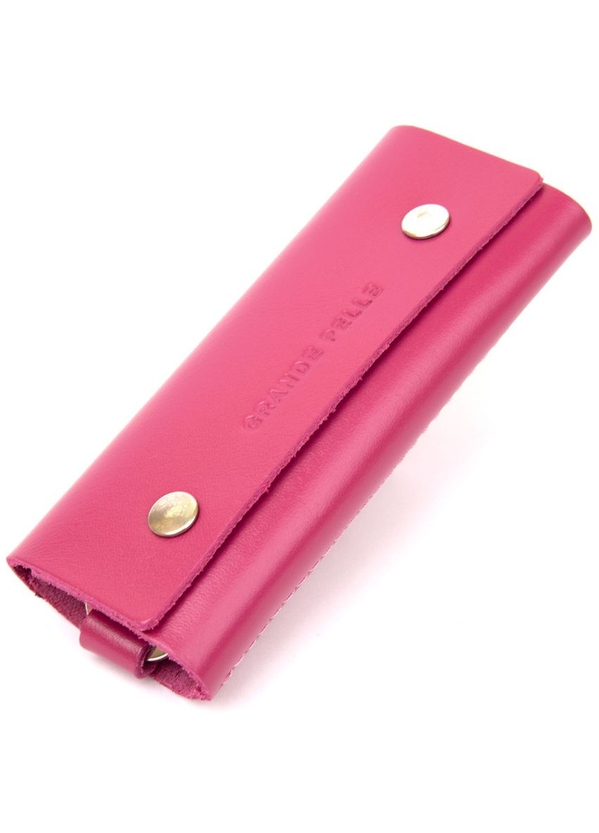 Ключниця тубус шкіряна на кнопках 11349 Фуксія Grande Pelle (331907193)