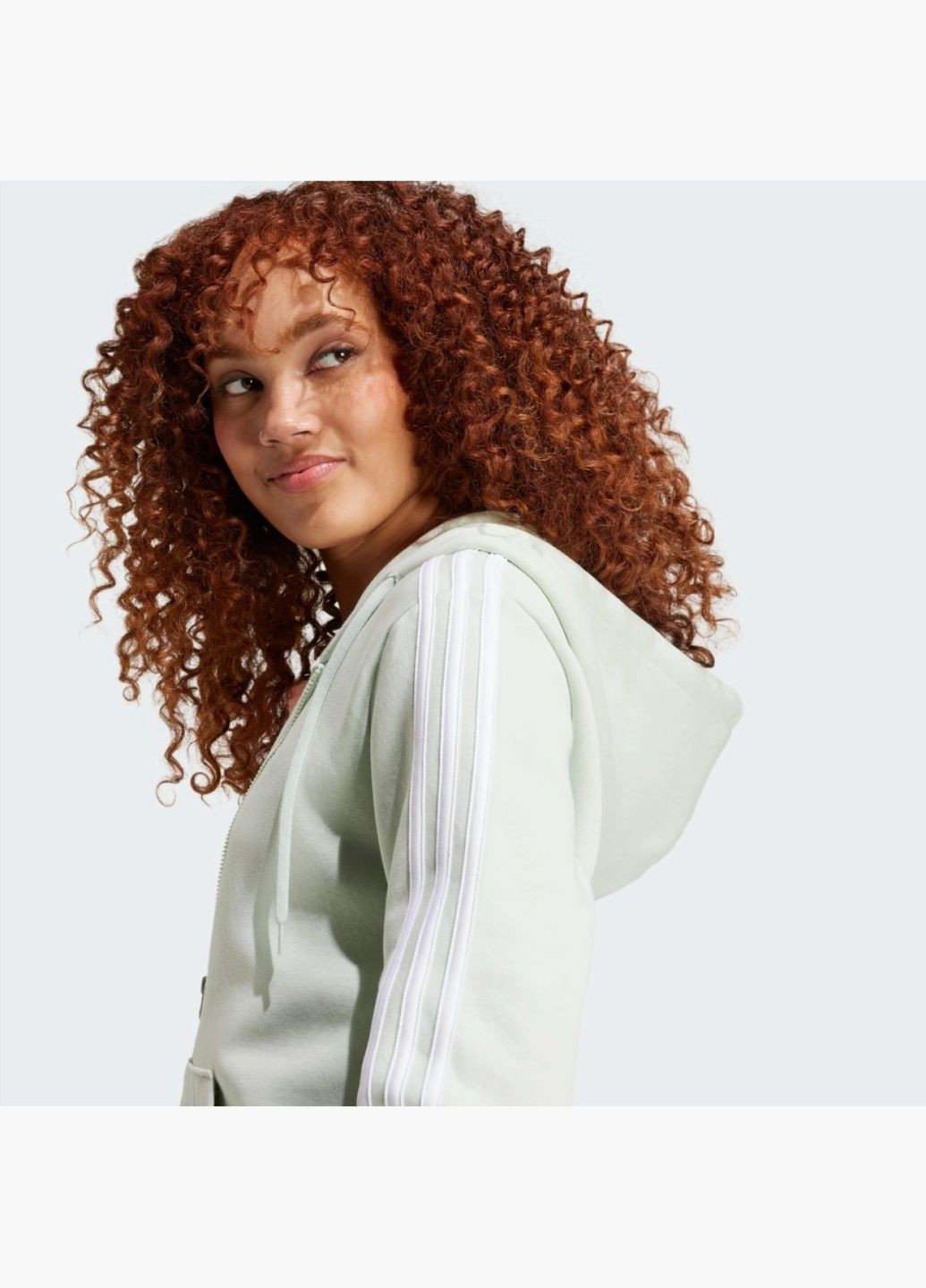 Женская толстовка Essentials 3-Stripes Full-Zip Fleece Hoodie Green IY1730 adidas (332610094)