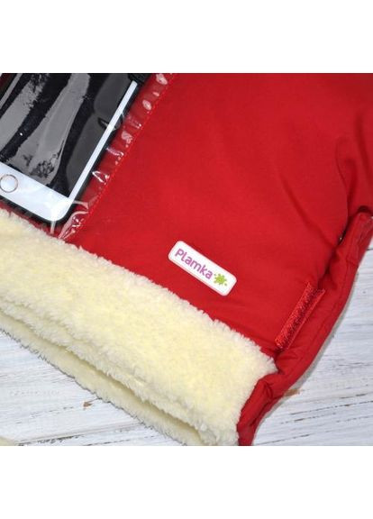 Комбинированная демисезонная муфта на коляску для рук и телефона красная Plamka 3752~01