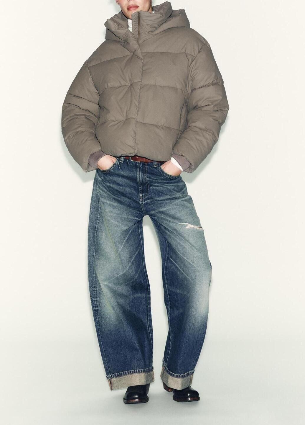 Серо-коричневая демисезонная куртка Zara