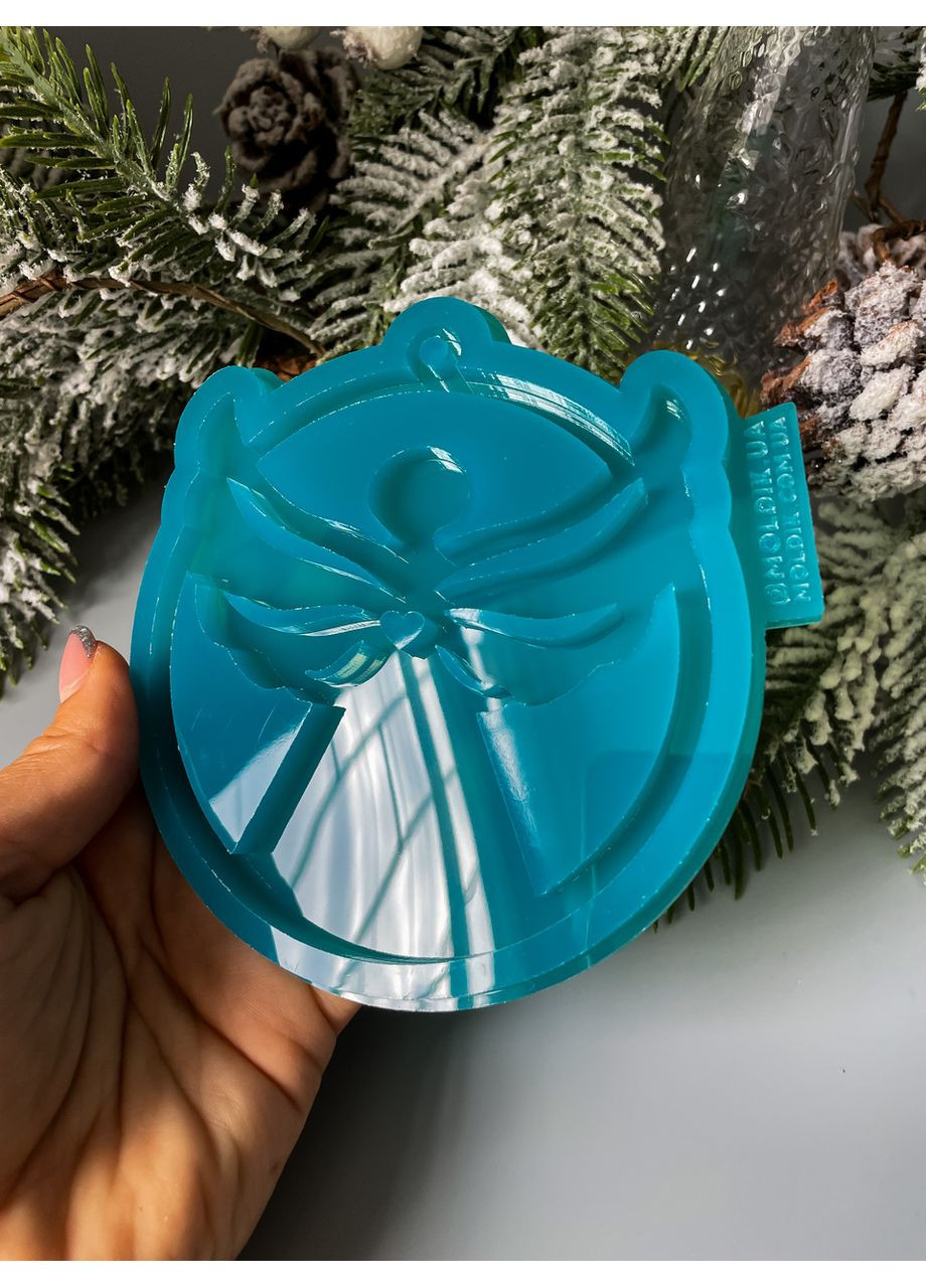 Молд Янгол в колі з серцем форма для новорічних іграшок на ялинку силіконова форма для епоксидної смоли No Brand (370566661)