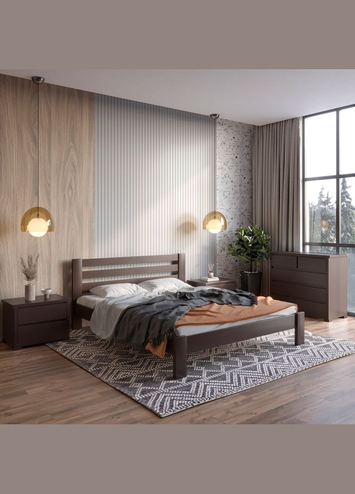 Односпальная деревянная кровать Колумбия Венге 80х200 см (MBG-14569) Mebigrand (366027713)