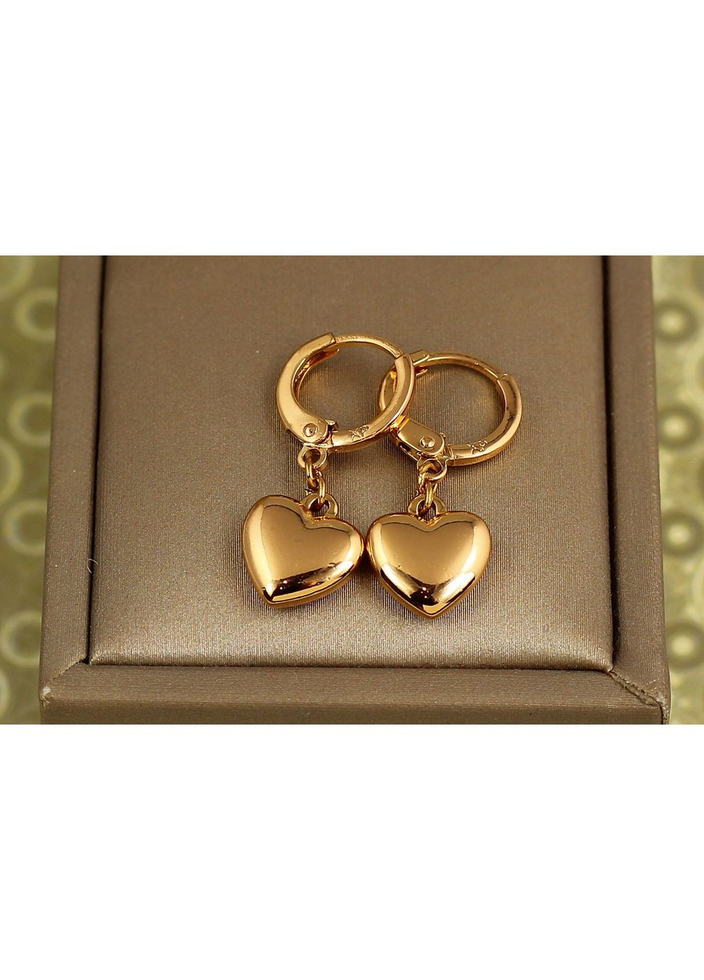 Серьги подвески сердце 2,5 см золотистые Xuping Jewelry (369402254)