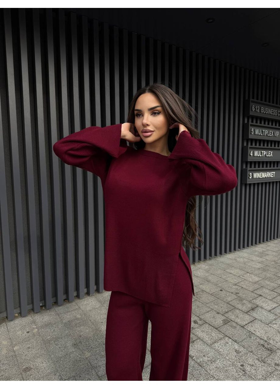 Базовый женский костюм 2-ка бордового цвета 35604 No Brand (365775330)