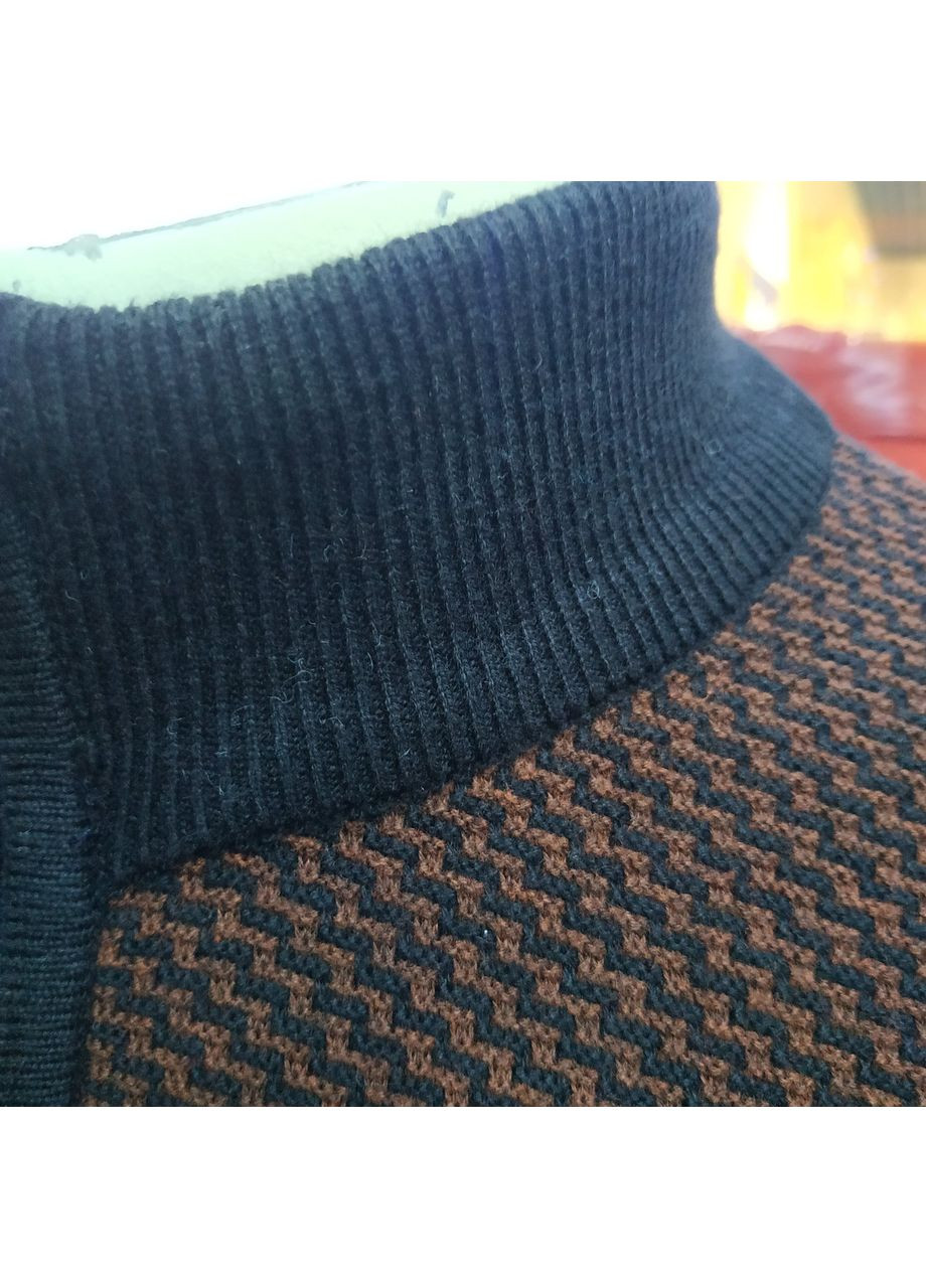 Коричневый демисезонный свитер мужской джемпер с молнией под горло No Brand