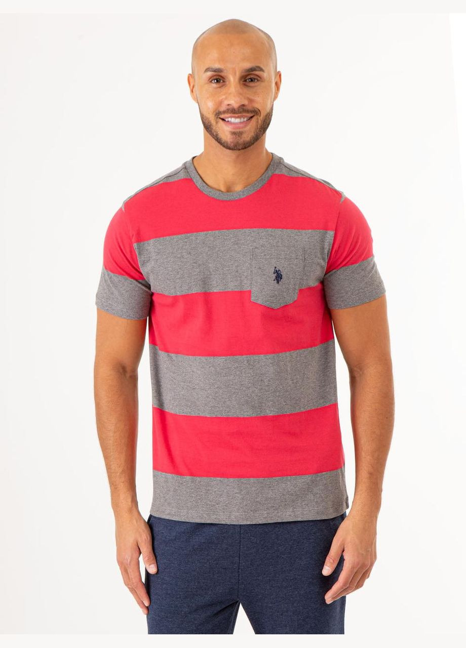 Серая футболка-мужская футболка urugby stripe jersey серая для мужчин U.S. Polo Assn.