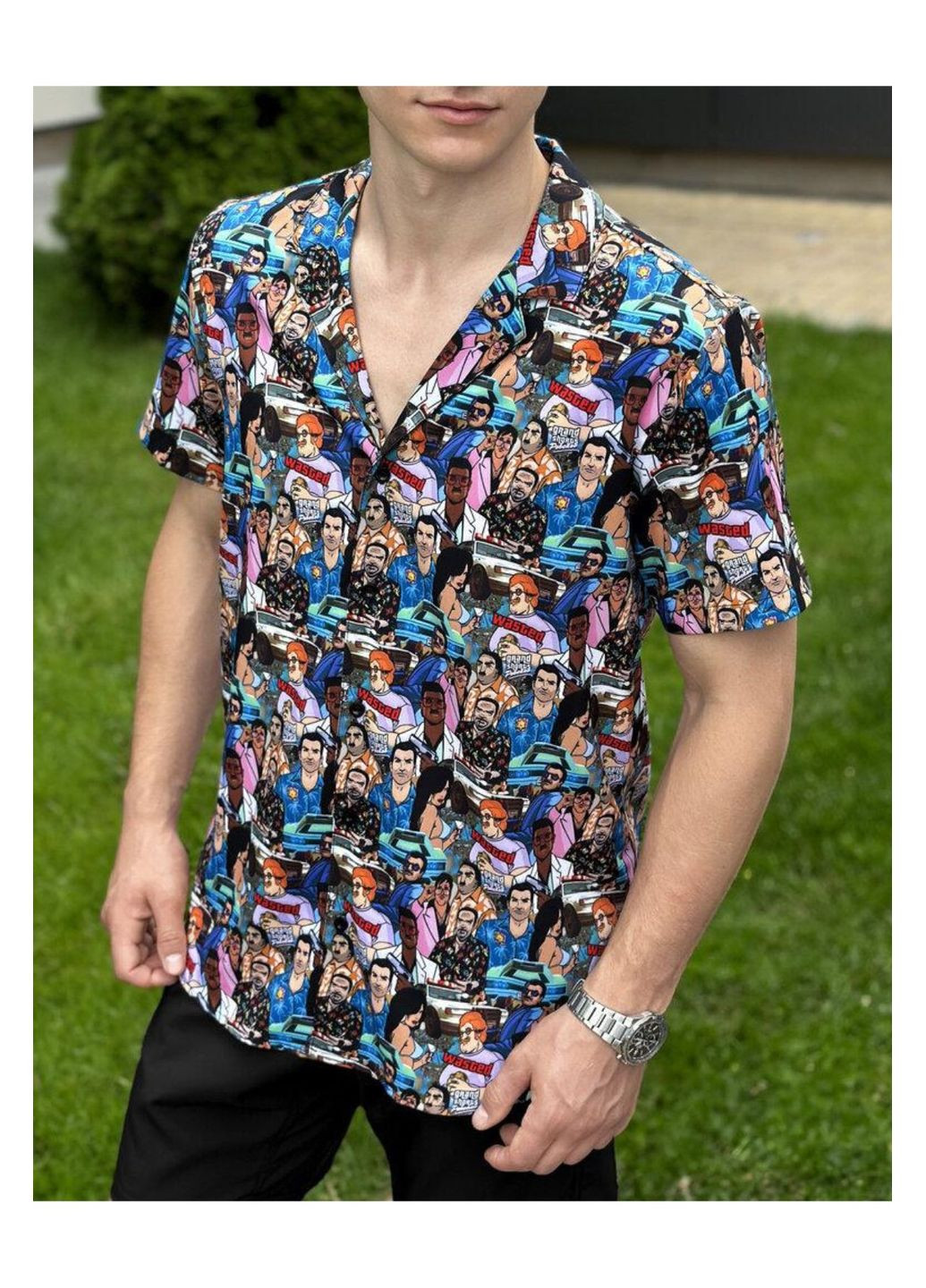 Голубой повседневный, пляжный рубашка No Brand