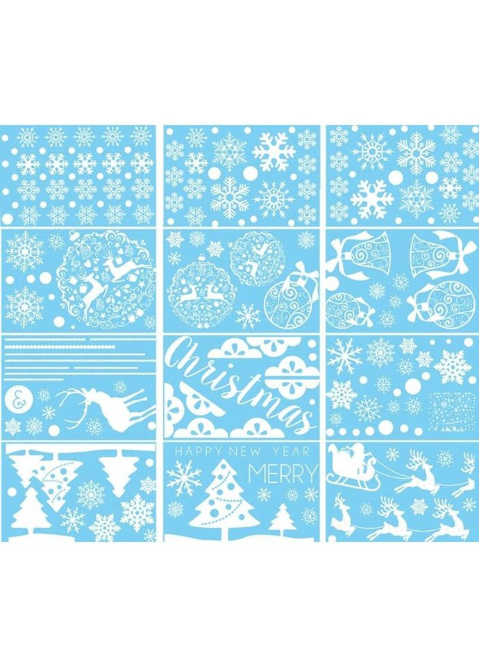 Набор новогодних наклеек на окно Happy New Year 2 14581 20х30 см 12 листов No Brand (335585627)