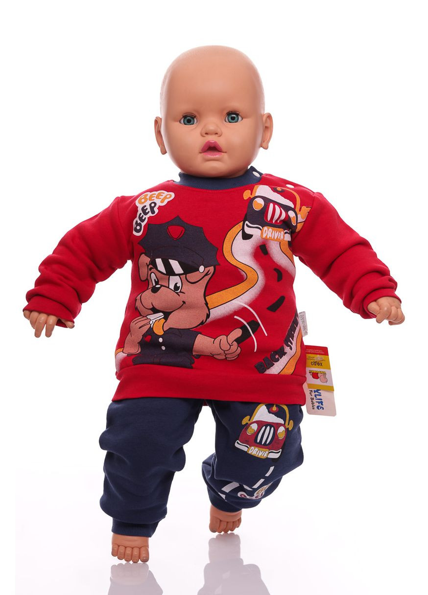 Червоний зимній костюм на флісі для хлопчика трикотажний beep beep червоний 74 см (27075) BABYKROHA